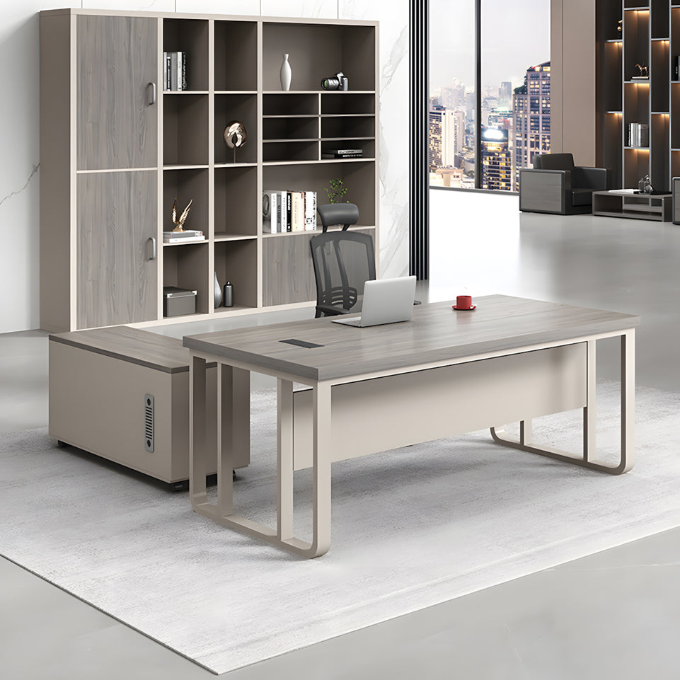 Executive Desk For Work Office Desk With side cabinet For PC With Vent Curtain Board with Wiring BOX LBZ-1073