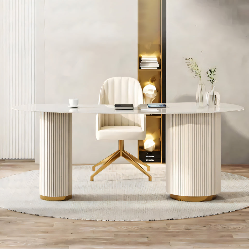 Curved Reception Desk 22-79 in Wide with File Drawers for Salon (In Stock)