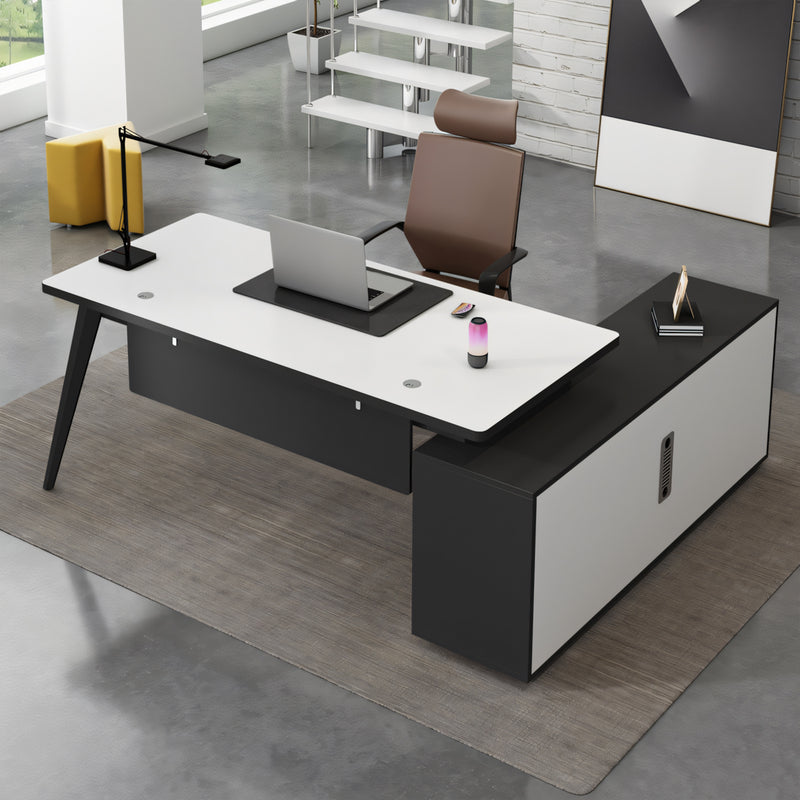 Modern Executive Desk 20-79 in Wide with Dual-Tone & Side Storage for Home Office