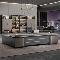 Modern L-Shaped Executive Office Desk with Side Storage Cabinet for Manager LBZ-605