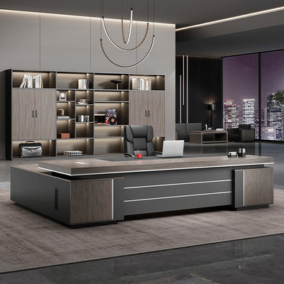 Modern L-Shaped Executive Office Desk with Side Storage Cabinet for Manager LBZ-605