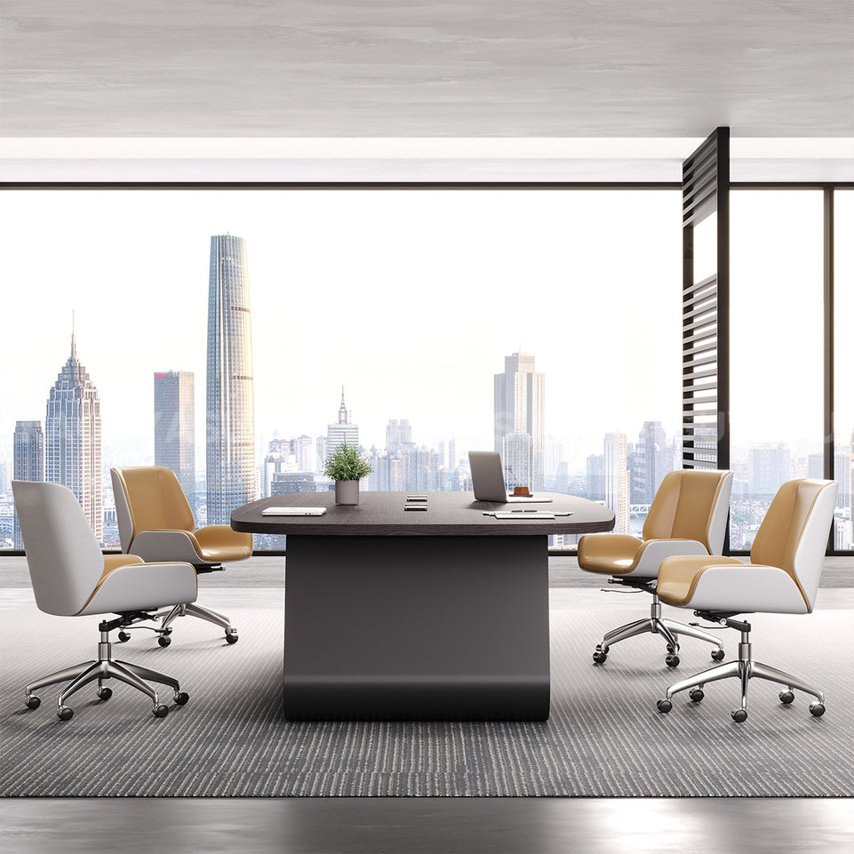 Executive Conference Table with Built-In Power Hub and Sculpted Stable Legs