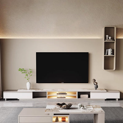 Cream style slate retractable TV cabinet