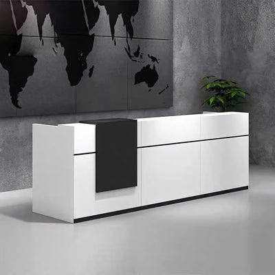 Color-Blocked Reception Desk with Compartments and Mobile Cabinet for Offices JDT-1096