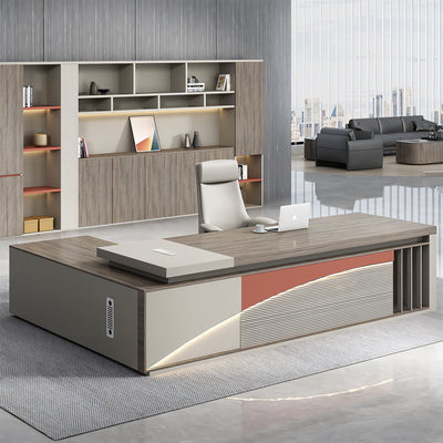 Office Furniture Luxury Executive Desk with Side Cabinet L-Shape Corner Desk Dial Lock LBZ-1072