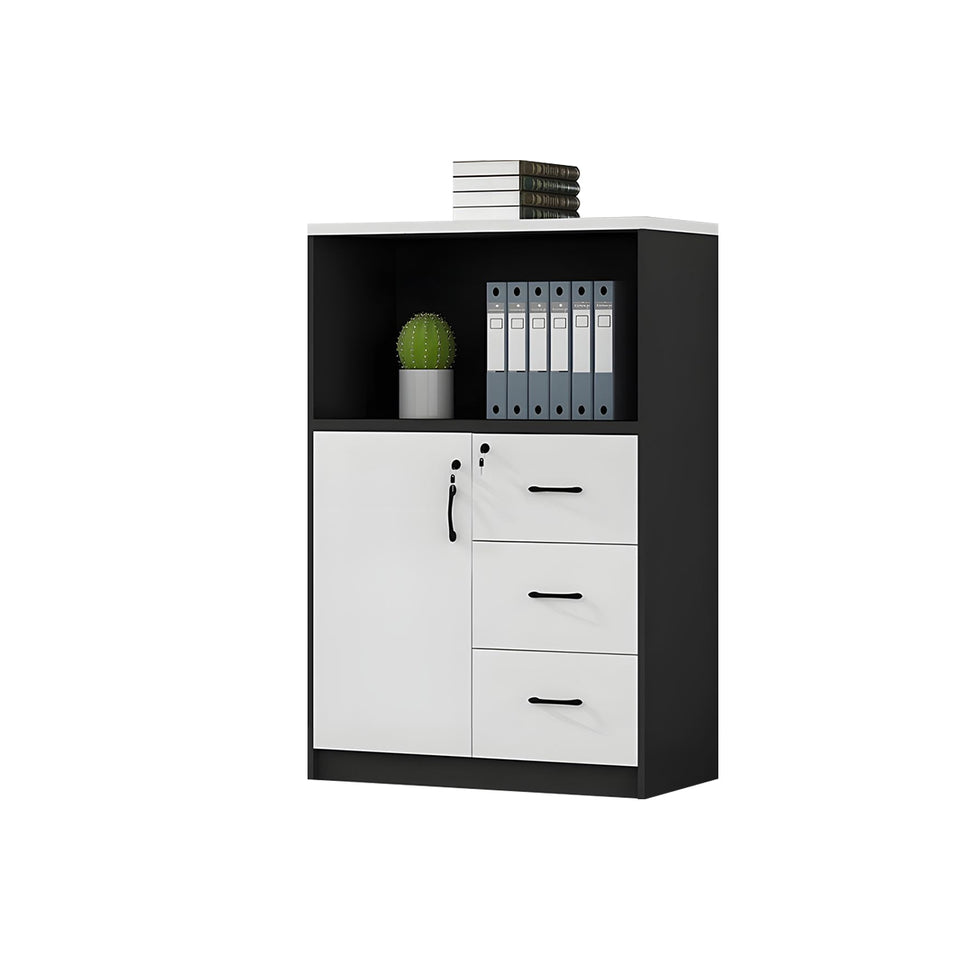 Stylish Multifunctional Office Storage Cabinet with Lockable Drawers for Workspace Organization, Printer Station, and Document Filing CWG-2167