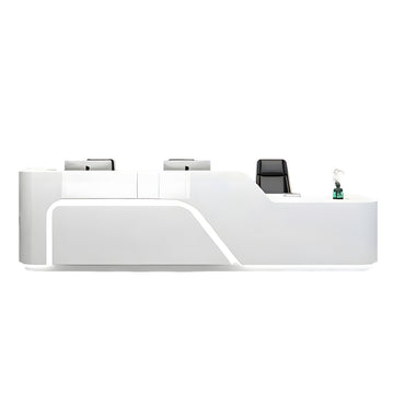 Modern Straight Front Desk with LED Lights and Cabinet for Boutiques JDT-1050