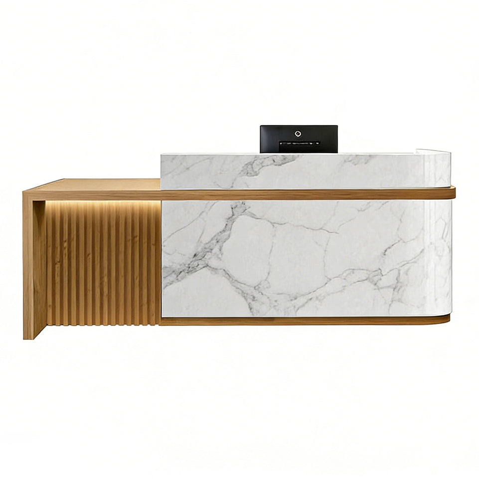 Curved Reception Desk 47-157 in Wide with Transaction Counter for Salon