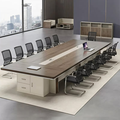 Large  Creative Conference Table Made of Eco-Friendly Board Material and Side Cabinet with Wiring Holes HYZ-10100