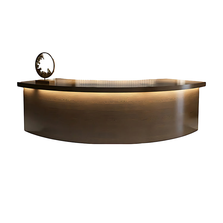 Modern Curved Reception Front Desk with Solid Wood Grain JDT-7232