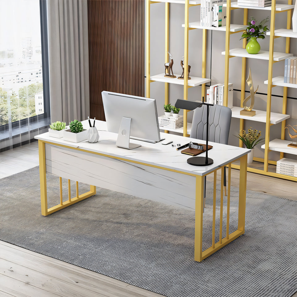 Modern and Minimalist Single Executive Office Desk with Cabinet for Office and Home Use LBZ-10135