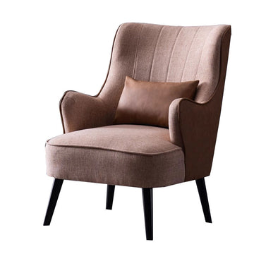 Elegant Nordic Accent Armchair–Faux Leather Texture, Linen Feel Fabric, And Solid Wood Legs  JDJJ-2007