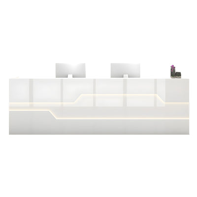 Hollow-Out Design Private Label Straight Front Desk with LED Lights and Cable Management for Offices JDT-10113