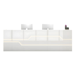 Round Reception Desk 55-189 in Wide with Cable Management, LED Lighting & Keyboard Tray
