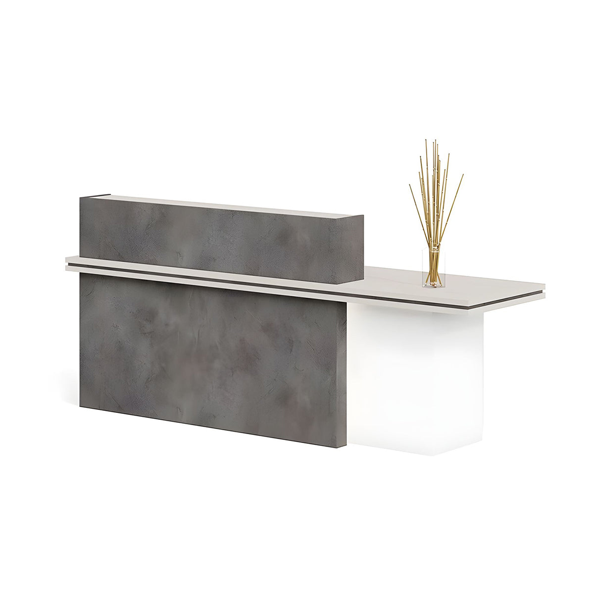 Segmented Design Straight Front Desk with Compartments and Lockable Cabinet for Hotels and Offices JDT-10100