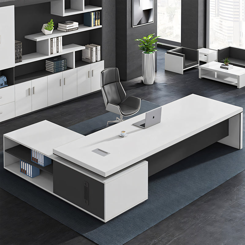 Thickened L-Shaped Executive Desk with Cable Management for Home Office
