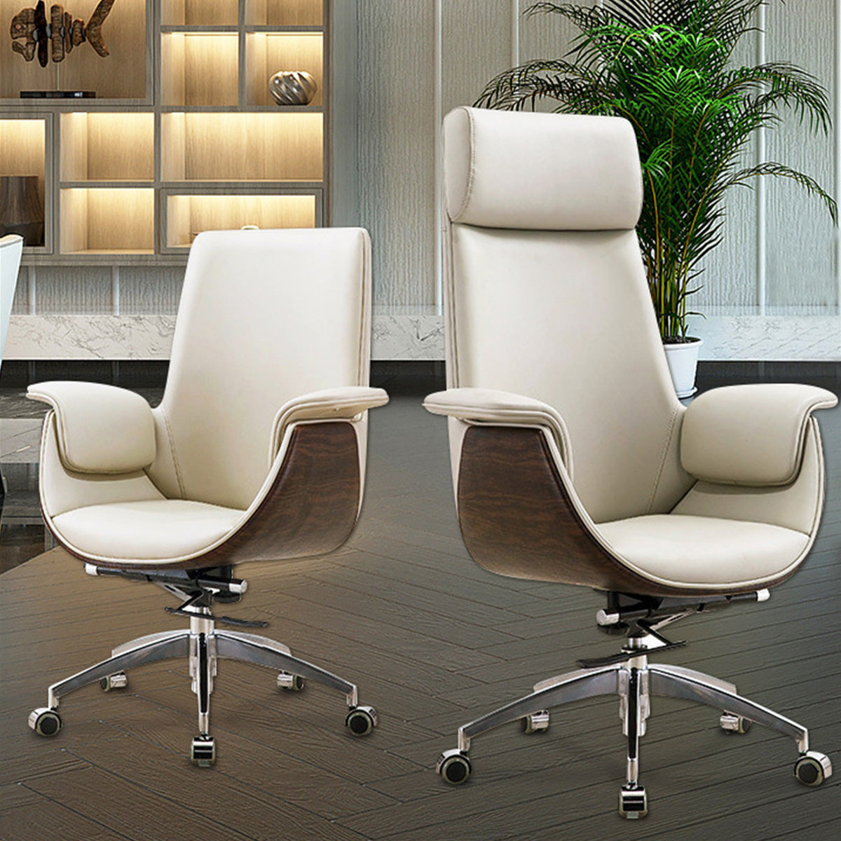 Adjustable Leather Office Chairs with Headrests LBY-K001