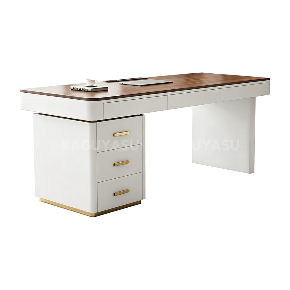 Luxurious Walnut Executive Desk with Ergonomic Design & Storage for Office & Home LBZ-2341