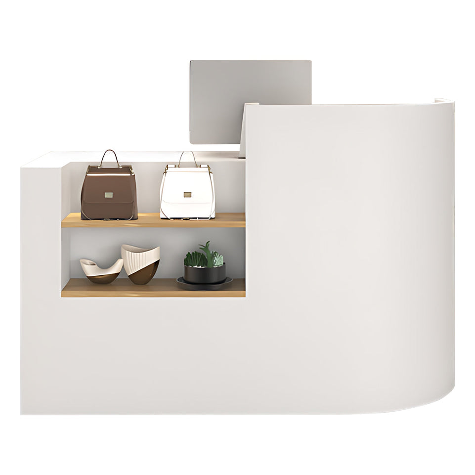 Refined High-End Reception Desk with Functional Double-Tier Display Shelves JDT-2273