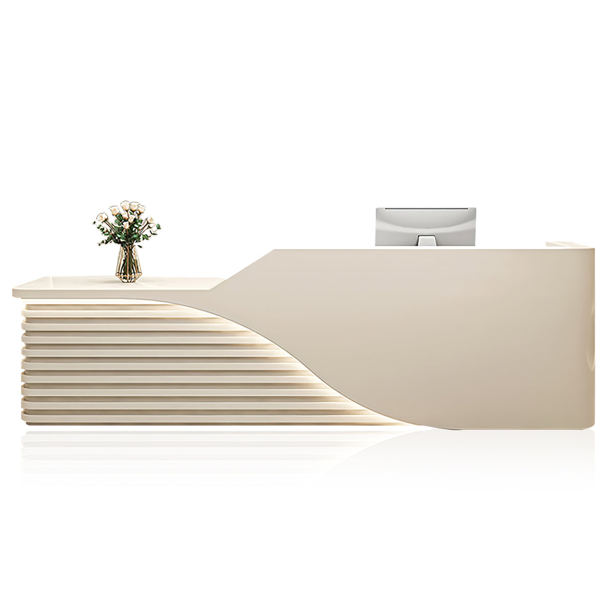 Modern Salon Reception Desk with Wood Grain Lattice Slat JDT-2144