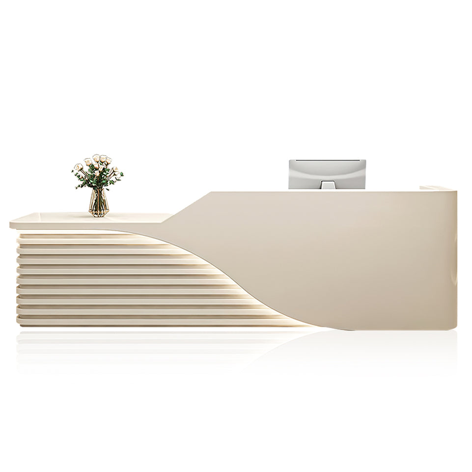 Modern Salon Reception Desk with Wood Grain Lattice Slat JDT-2144