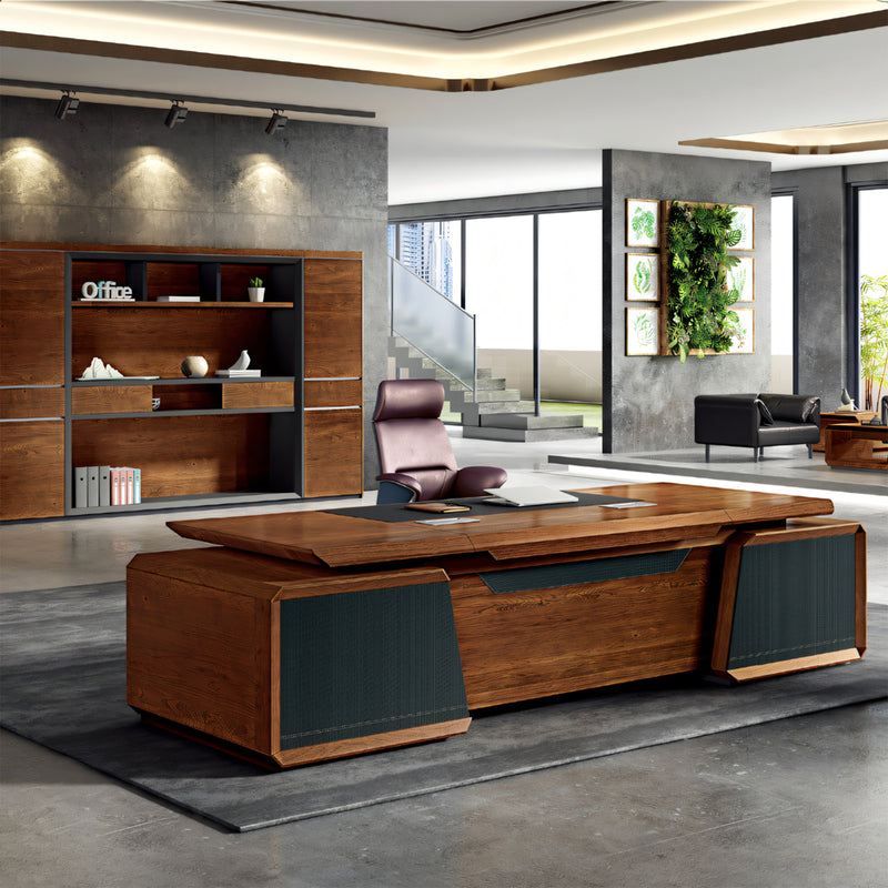 Modern Executive Desk 28-142 in Wide with Walnut for Home Office