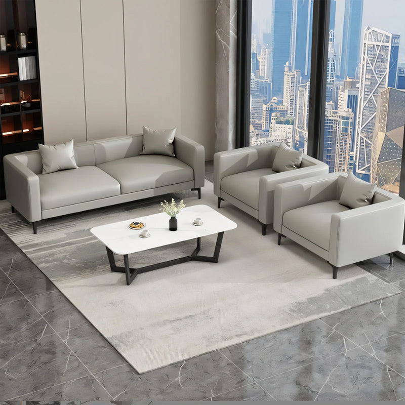 Modern Reception Desk with Genuine Leather, Sectional & Modular for Office Lobby