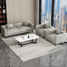 Modern Reception Desk with Genuine Leather, Sectional & Modular for Office Lobby