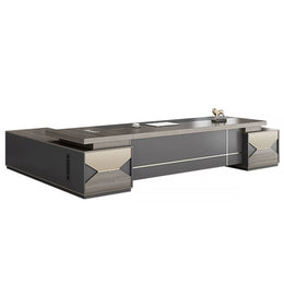 Modern Executive Desk with Side Storage & Lumbar Support for Home Office