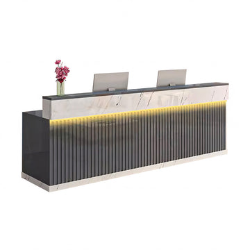 Retail Reception Desk 47-79 in Wide with Cable Management, LED Lighting & Keyboard Tray
