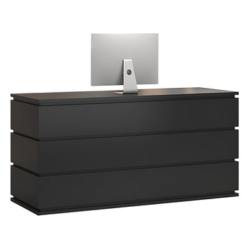 Modern Reception Desk with Keyboard Tray & File Drawers for Office Lobby