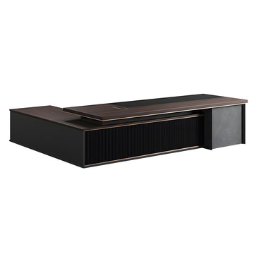 Modern Executive Desk with Cable Management, Side Storage & Marble Top for Home Office