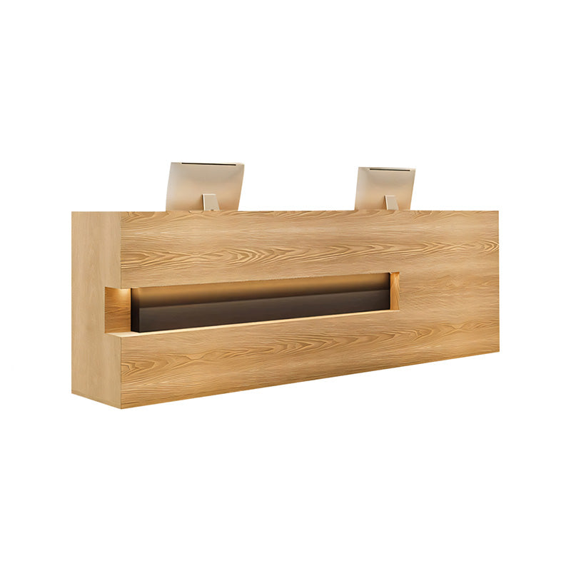 Hollow-Out Straight Solid Wood Reception Desk with Cabinets and Drawers for Clothing Stores and Hotels JDT-014