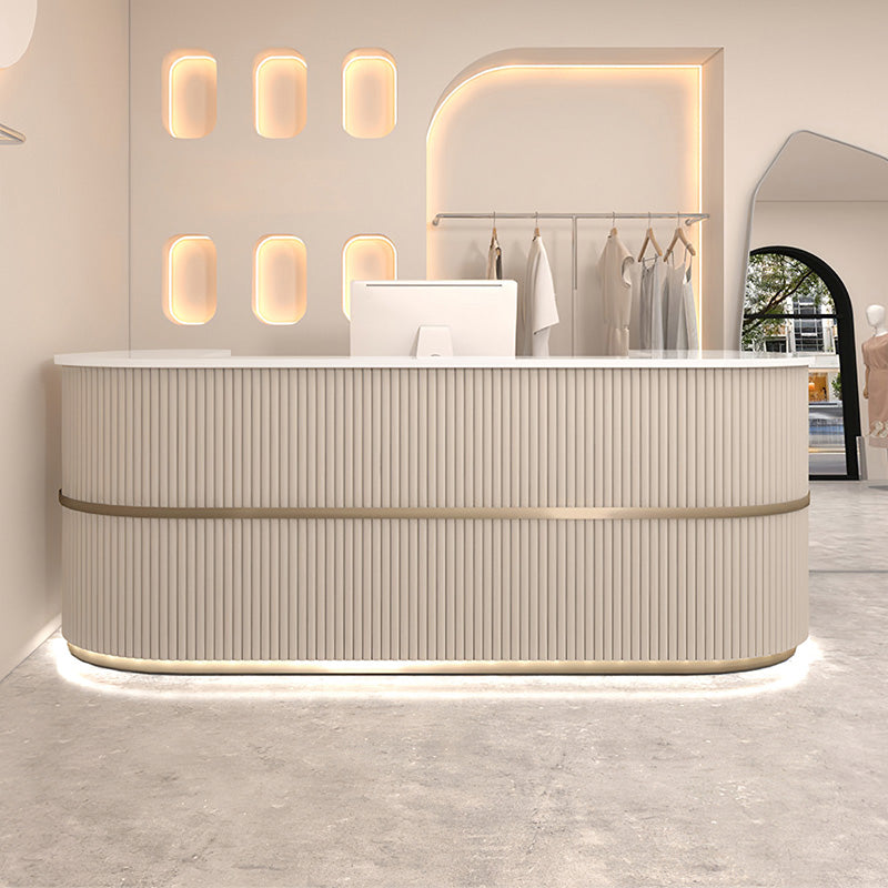 Curved Reception Desk 39-87 in Wide with Lumbar Support for Retail