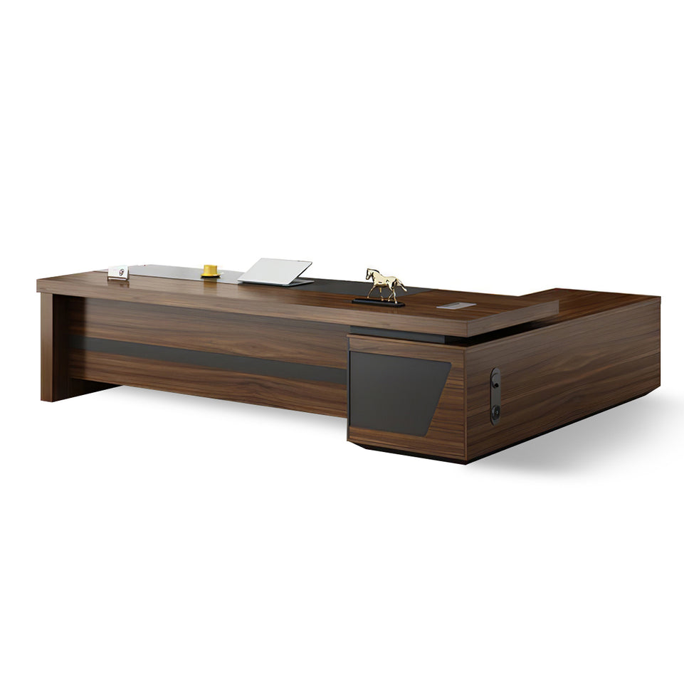 Modern L-Shaped Executive Desk with Drawers and Cabinet LBZ-2091
