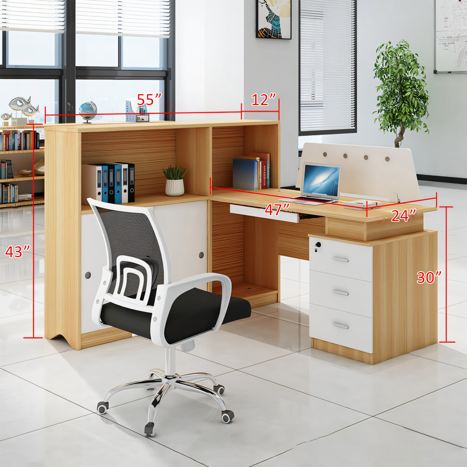 Modern Office Desk and Chair Set for Six with Partition Dividers BGZ-013