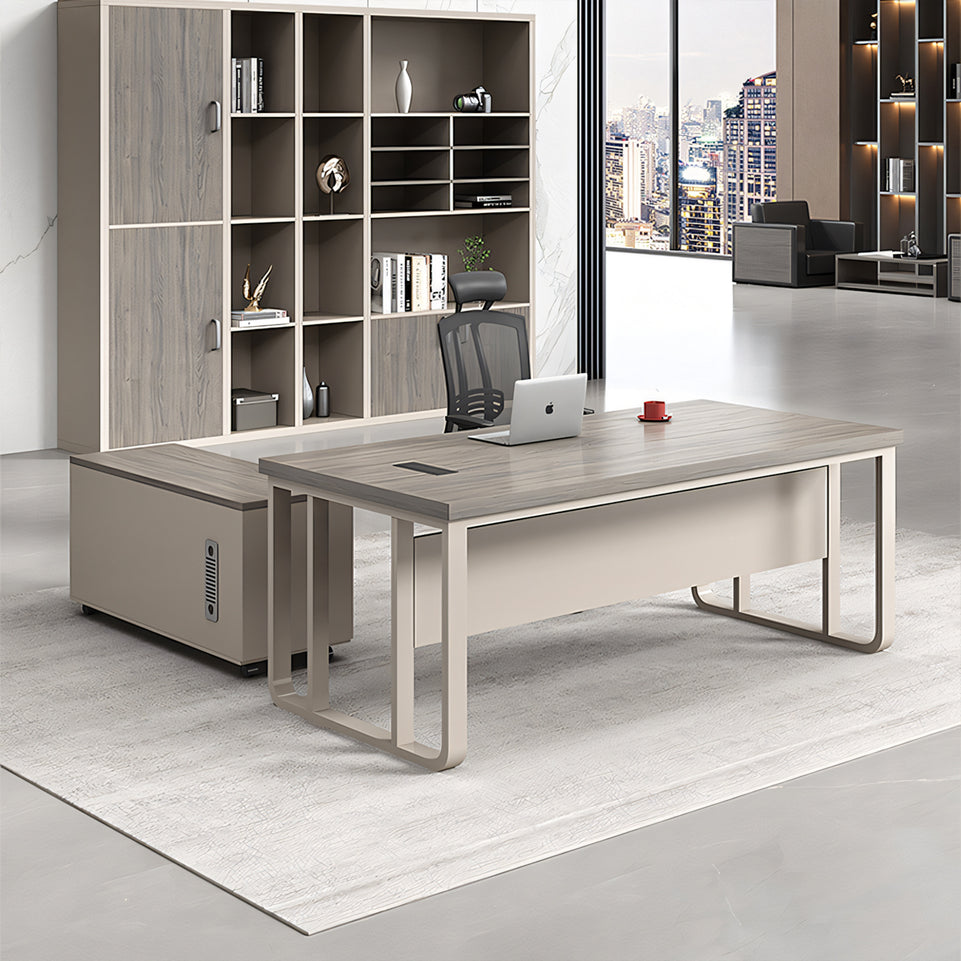 Executive Desk For Work Office Desk With side cabinet For PC With Vent Curtain Board with Wiring BOX LBZ-1073