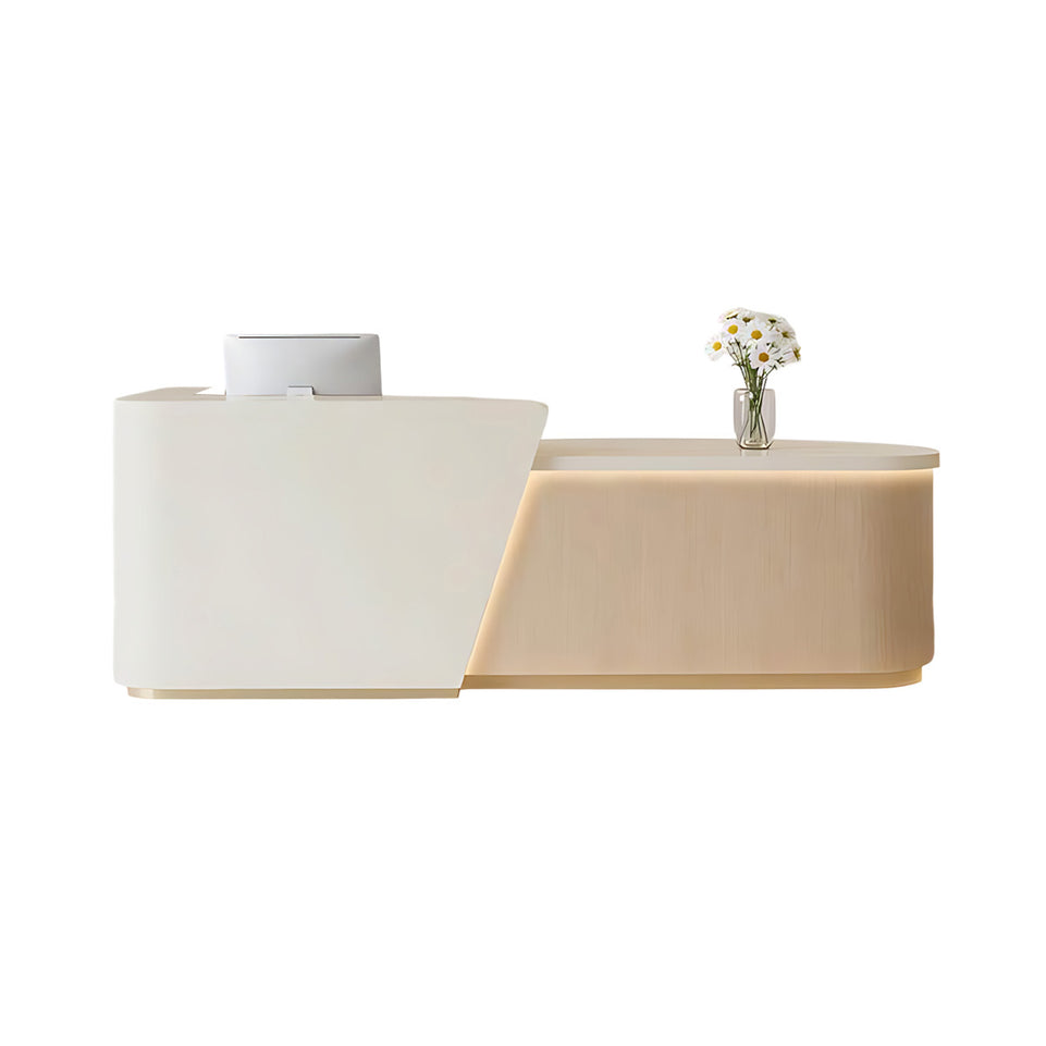 Elegant Reception Desk with LED Lighting & Spacious Storage for Offices & Salons JDT-2356