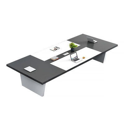 Color-Blocked Rectangle Conference Table and Chair Set with Cable Management for Meeting Rooms HYZ-008