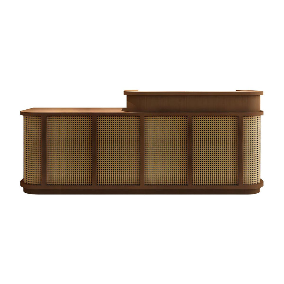 Vintage Minimalist Reception Desk Rattan Storage Keyboard Tray JDT-2295