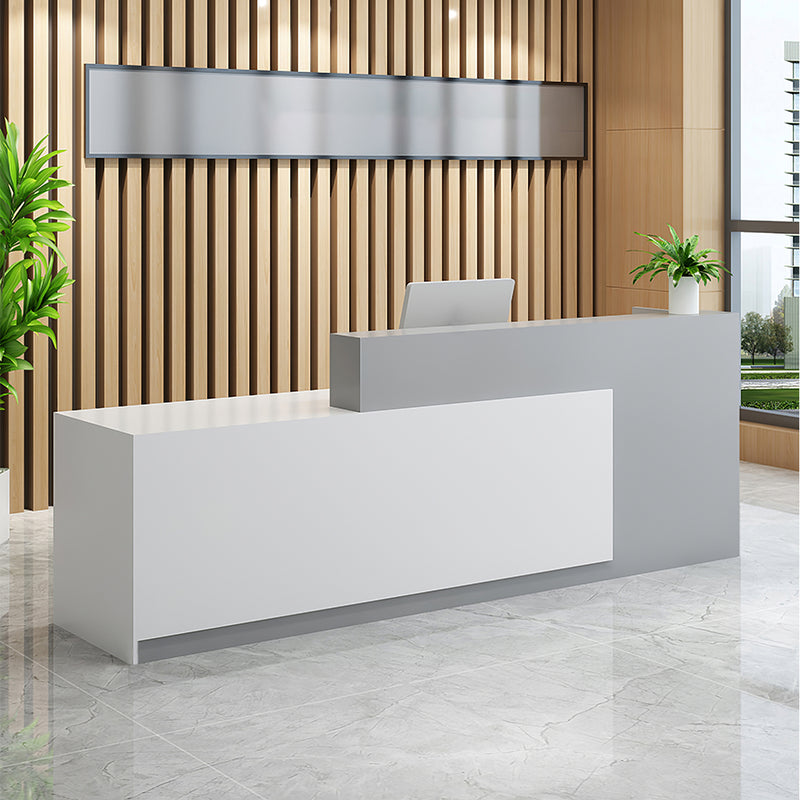 Salon Reception Desk with Keyboard Tray, Lockable & File Drawers for Salon