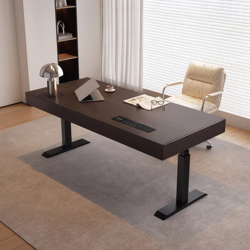 Modern Electric Height Adjustable Executive Desk with Dual Motors, Built-in Charging Box & Storage Drawers for Compact Offices (55–71")