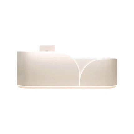 Floral-Shaped Straight Reception Desk with Corner and Cabinet for Salons and Spas JDT-743 (In Stock)