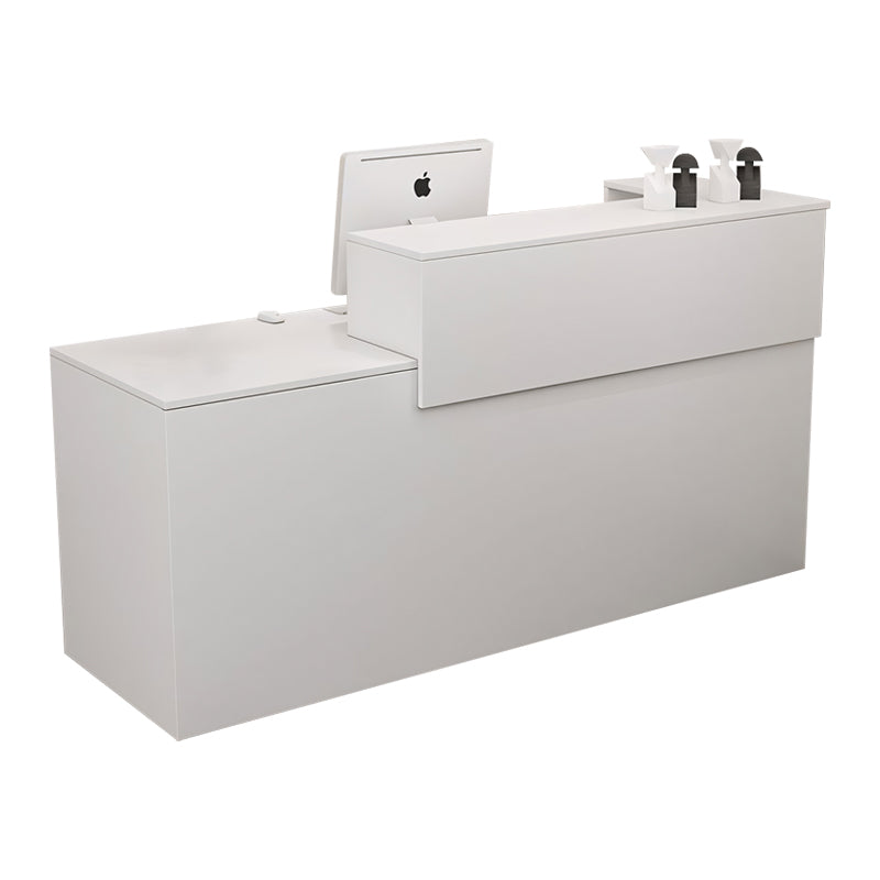 Double-layer Countertop Small Straight Reception Desk with Drawers and Keyboard Tray for Stores JDT-1086