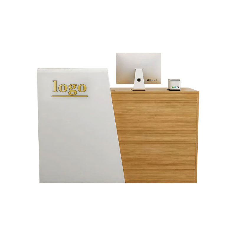 Color-Blocked Straight Reception Desk with Keyboard Tray and Lockable Drawer – Ideal for Clothing Stores and Salons JDT-102