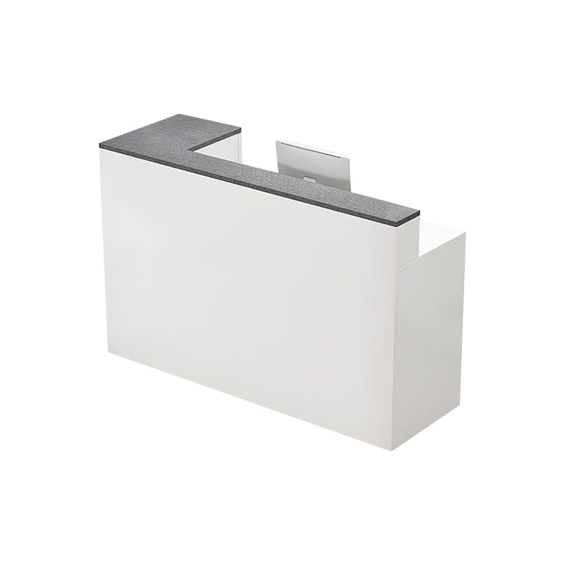 L-Shaped Corner Straight Compact Reception Desk with Keyboard Tray and Drawer for Stores and Salons JDT-1048