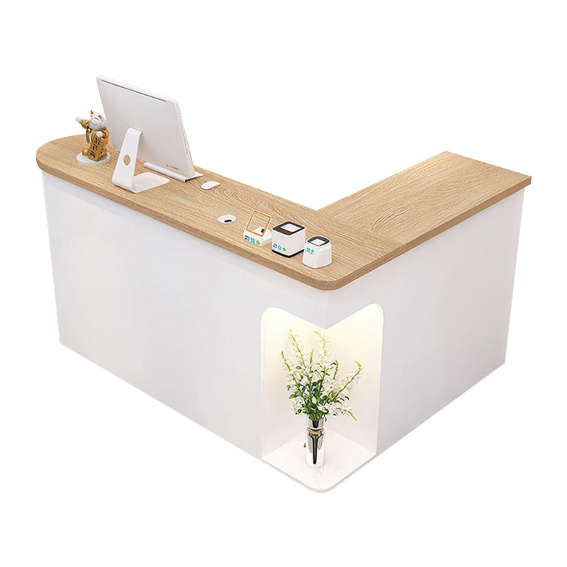 Display Corner L-Shaped Small Reception Desk with Cabinet for Clothing Stores JDT-1053