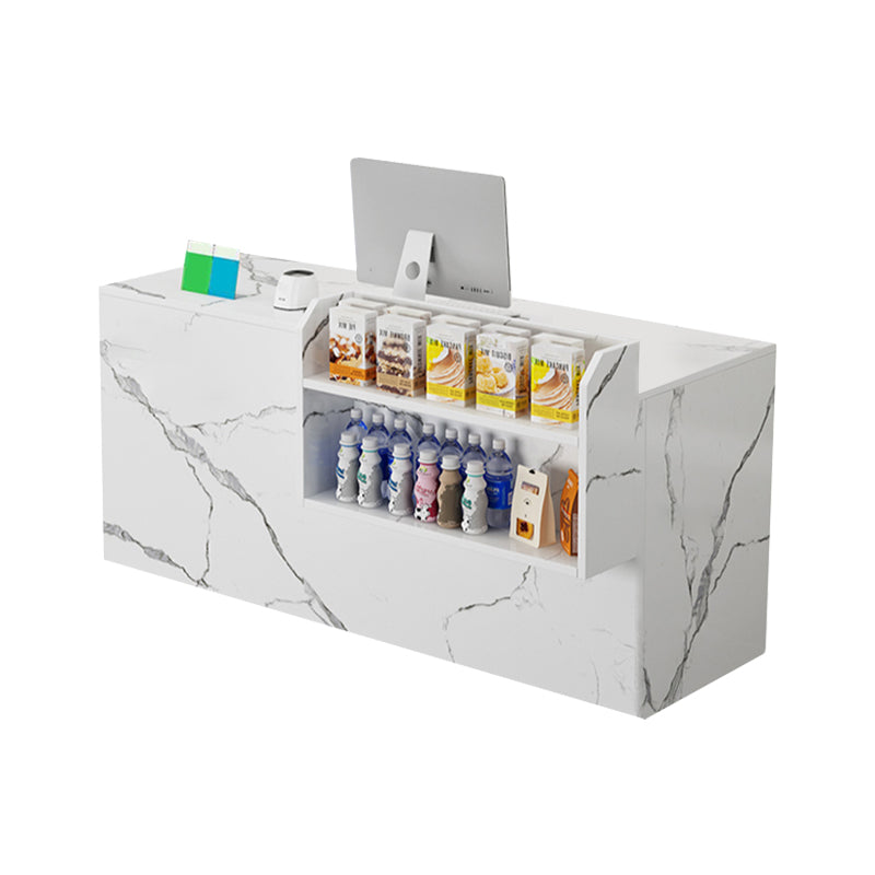 Curved Reception Counter with Keyboard Tray and Multiple Drawers for Salon and Clothing Store JDT-K051