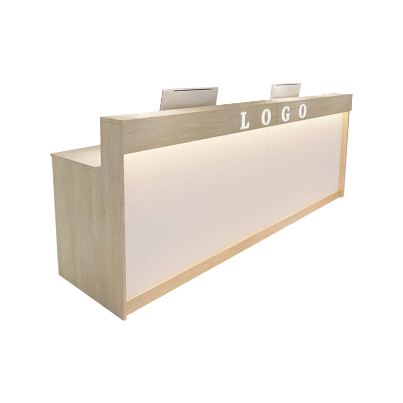 Straight Color-Blocked Reception Desk with Keyboard Tray and Drawers for Offices and Hotel Lobbies JDT-004