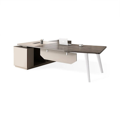 Modern Minimalist and L-Shaped Executive Desk  with Side Cabinet LBZ-10179